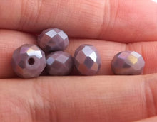 Load image into Gallery viewer, 10pcs 6x8mm Opaque Purple with Gold Lustre Glass Rondelle Beads
