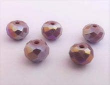 Load image into Gallery viewer, 10pcs 6x8mm Opaque Purple with Gold Lustre Glass Rondelle Beads
