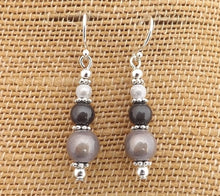 Load image into Gallery viewer, Grey & White Magic Bead Earrings