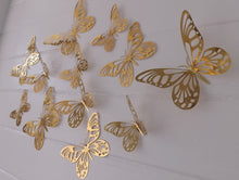 Load image into Gallery viewer, 24x Metallic Mirror Effect Gold Filigree Style Butterfly 3D Wall Decals
