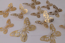 Load image into Gallery viewer, 24x Metallic Mirror Effect Gold Filigree Style Butterfly 3D Wall Decals