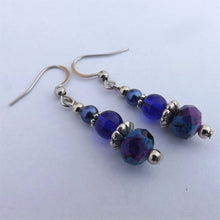 Load image into Gallery viewer, Dark Blue Crystal Bead Earrings