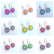 Load image into Gallery viewer, Spiral Dome Earrings on Lever Back Hooks (multiple colour options)