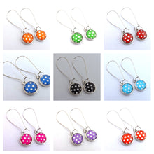 Load image into Gallery viewer, Polka Dot Dome Earrings on Long Kidney Hooks (multiple colour options)