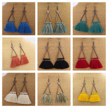 Load image into Gallery viewer, Copper Tone Triangle Tassel Earrings (12x colour options)