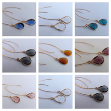 Load image into Gallery viewer, Faceted Drop Earrings on Long Hooks (multiple colour options)