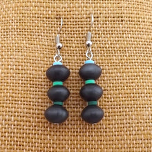 Load image into Gallery viewer, Black Acrylic with Blue & Green Spacers Bead Necklace, Bracelet & Earrings Set