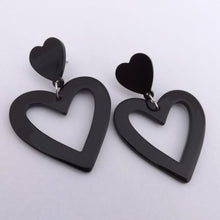 Load image into Gallery viewer, Fluorescent Pink Acrylic Heart Drop Earrings on Stud Setting
