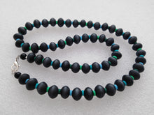 Load image into Gallery viewer, Black Acrylic with Blue & Green Spacers Bead Necklace, Bracelet & Earrings Set