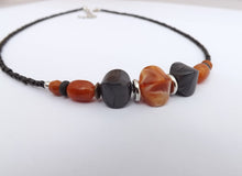 Load image into Gallery viewer, Black, Brown & Grey Handmade Bead Necklace