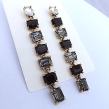 Load image into Gallery viewer, Multi Coloured, Gold Tone Rhinestone Chain Link Drop Earrings (multiple colour options)
