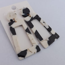 Load image into Gallery viewer, Black & White Acrylic Rectangular Drop Earrings