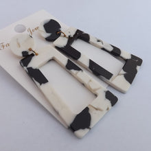 Load image into Gallery viewer, Black & White Acrylic Rectangular Drop Earrings