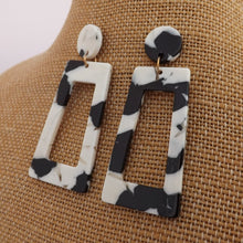 Load image into Gallery viewer, Black & White Acrylic Rectangular Drop Earrings