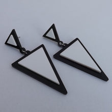 Load image into Gallery viewer, Black & White Acrylic Triangle Drop Earrings
