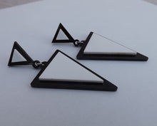 Load image into Gallery viewer, Black & White Acrylic Triangle Drop Earrings
