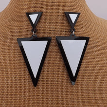 Load image into Gallery viewer, Black & White Acrylic Triangle Drop Earrings