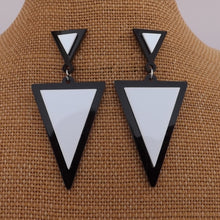 Load image into Gallery viewer, Black & White Acrylic Triangle Drop Earrings