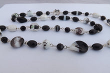Load image into Gallery viewer, Black & White Handmade Chain Link Bead Necklace
