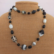 Load image into Gallery viewer, Black & White Handmade Chain Link Bead Necklace