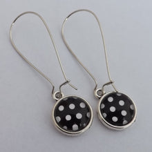 Load image into Gallery viewer, Polka Dot Dome Earrings on Long Kidney Hooks (multiple colour options)