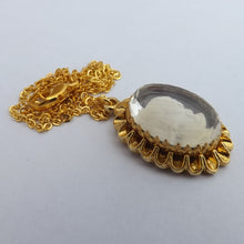 Load image into Gallery viewer, Black, White & Gold Tone Cameo Pendant Necklace