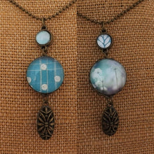 Load image into Gallery viewer, Blue Handmade Double Sided Dome Pendant Necklace