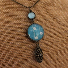 Load image into Gallery viewer, Blue Handmade Double Sided Dome Pendant Necklace