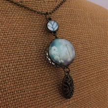 Load image into Gallery viewer, Blue Handmade Double Sided Dome Pendant Necklace