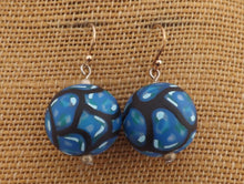 Load image into Gallery viewer, Blue & Black Kathryn Design Bead Earrings on Sterling Silver Hooks