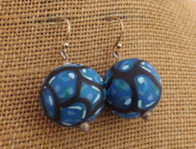 Load image into Gallery viewer, Blue & Black Kathryn Design Bead Earrings on Sterling Silver Hooks