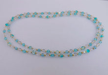 Load image into Gallery viewer, Blue, Clear & Gold Handmade Bead Necklace & Earrings Set