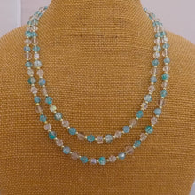Load image into Gallery viewer, Blue, Clear & Gold Handmade Bead Necklace & Earrings Set