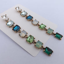 Load image into Gallery viewer, Multi Coloured, Gold Tone Rhinestone Chain Link Drop Earrings (multiple colour options)