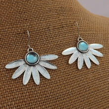 Load image into Gallery viewer, Silver Tone Floral Earrings (4x colour options)