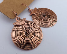 Load image into Gallery viewer, Bright Rose Gold Tone Round Drop Earrings