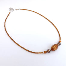 Load image into Gallery viewer, Brown with Gold Sheen Handmade Bead Necklace