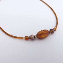 Load image into Gallery viewer, Brown with Gold Sheen Handmade Bead Necklace
