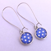 Load image into Gallery viewer, Polka Dot Dome Earrings on Long Kidney Hooks (multiple colour options)