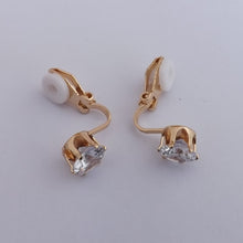 Load image into Gallery viewer, Faux Diamond & Gold Tone Clip on Earrings