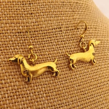 Load image into Gallery viewer, Dachshund (Sausage or Wiener Dog) Tone Earrings (Silver or Gold)
