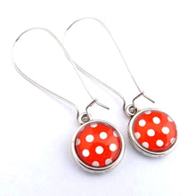 Load image into Gallery viewer, Polka Dot Dome Earrings on Long Kidney Hooks (multiple colour options)