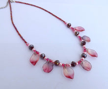 Load image into Gallery viewer, Dark Pink Bead & Shell Drop Handmade Necklace