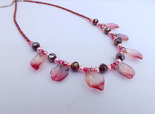 Load image into Gallery viewer, Dark Pink Bead & Shell Drop Handmade Necklace