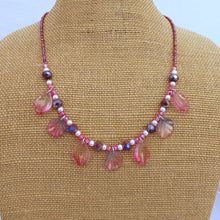 Load image into Gallery viewer, Dark Pink Bead & Shell Drop Handmade Necklace