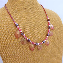 Load image into Gallery viewer, Dark Pink Bead & Shell Drop Handmade Necklace