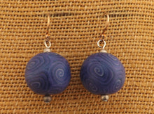 Load image into Gallery viewer, Dark Purple Blue Koru Kathryn Design Bead Earrings on Sterling Silver Hooks