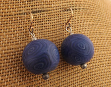 Load image into Gallery viewer, Dark Purple Blue Koru Kathryn Design Bead Earrings on Sterling Silver Hooks
