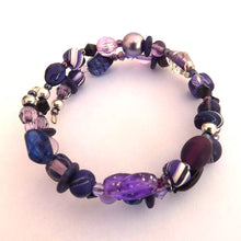 Load image into Gallery viewer, Dark Purple Handmade Beaded Memory Wire Bracelet