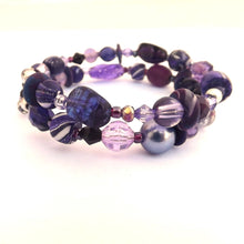 Load image into Gallery viewer, Dark Purple Handmade Beaded Memory Wire Bracelet